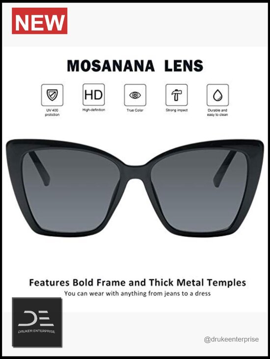 Oversized Cat Eye Sunglasses UV400 Protection Non-Polarized Plastic main image 5